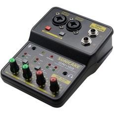 소닉애크 오디오 믹서 휴대용 USB 미니 사운드 보드 콘솔 카드 포함 2채널 PC 및 음악 녹음 라이브 스트리밍 팟캐스트 KTV 노래방용 48V 팬텀 파워 컴팩트 DJ, QAI-100