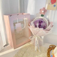 인형 꽃다발 보보볼 티안싱 졸업 선물 축제 기념, 7. B13 - 좋아해요 (보라) 선물 세트 + 조명