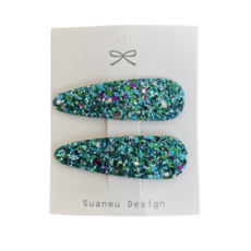 SUANMU Design 韓版閃亮布藝髮夾 (一對)