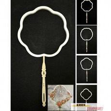 水扇婚扇團扇蠶絲扇實木扇框骨架中式古風手工diy滴膠製作華庚, 八瓣海棠,17cm扇面圓棍柄, 1個