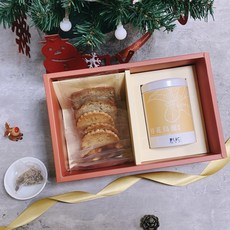 暖粹禮盒 手工餅乾茶葉禮盒 (磅蛋糕、千層肉桂酥、薑紅餅乾) - 多樣化精緻點心組合, 1個, 綜合茶包9入,不需要紙袋