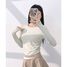 收腰顯瘦運動長袖 透氣舒適羅紋款 瑜伽跑步健身上衣 寬鬆顯瘦遮肉輕薄速乾