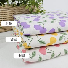 귀여운 체리 / 앵두 요루이중거즈 면100% 천 워싱 부드러운 거즈 원단, 1개, 핑크