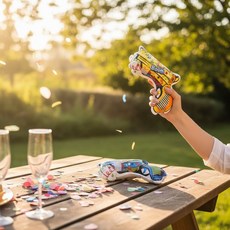 생일파티 폭죽총 컨페티건 안전 꽃가루총 파티건 종이폭죽, 1개
