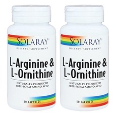 Solaray 左旋精胺酸&左旋鳥胺酸素食膠囊 750mg, 50顆, 2罐