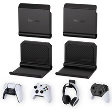 PlayVital FOLD 컨트롤러 홀더 벽걸이형 (PS5 PS4 Xbox Switch 2 Pro 헤드셋 호환) 2개입 범용 게임 보관함 스탠드 헤드폰 거치대 - 접, Black 4 Sets