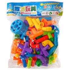 TONGCAI TOYS 益智水管積木 管道拼插積木 早教兒童玩具 大顆粒積木車, 多色, 1套