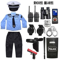 어린이의 작은 경찰 장난감, 140cm, 긴팔 컬렉션(흰색모자)
