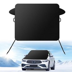 NGHEY 블랙 600D 옥스포드 천 스트랩 고정 전면 앞유리 스노우 커버 160.6 x 132.2cm(63 56인치) 쉬운 설치 서리 방지 및 동결 자동차 트럭 SUV