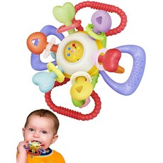 실리콘 이빨 장난감 - 안전하고 다기능적인 포함 선물로 래틀 프리 이갈이 감각 학습 BPA 몬테소리 0-12개월 장난감 용 완벽한 기능 티더, Multi- Shape, Warm Color