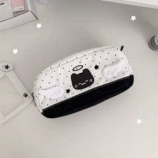 모든 천사 고양이 필통 파우치 귀여운 다용도 친구 애착 동물 펜케이스 새학기 학용품 인형 커플 우정, 1개, 도트 화이트