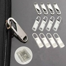 휴무드 셀프 클립 자크 지퍼 고리 손잡이, 12개, 실버
