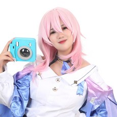 【小優】崩壞三月七Cos假髮 星穹鐵道仿真頭皮 粉色層次漸變, 1個, 三月七 cos假发