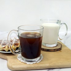 로얄로즈 홈카페 감성 글라스 커피잔, 2개, 투명 2개, 투명