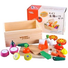 WOODY PUDDY木箱入りセット 木製家家酒玩具，角色扮演遊戲，安全無毒材質，附木箱收納, 多色混合, 1套