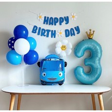 [하루비파티] 캐릭터풍선 두돌생일 생일파티세트, 타요3, 1개