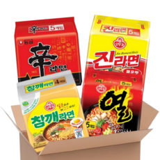 [맛슐랭] [봉지라면]농심 오뚜기 세트 신라면5+진라면5+열라면 5+참깨라면4, 1세트