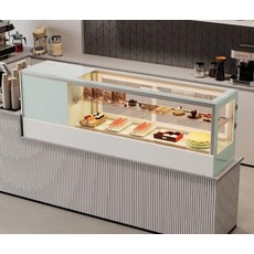카페 쇼케이스 디저트 냉장고 업소용 마카롱 케익 음료 진열, 화이트 직각 냉장 1200x410x550mm