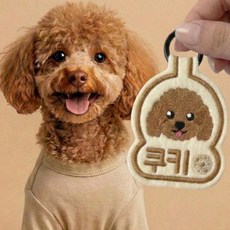펫스츄리 강아지 반려동물 커스텀 네임택 캐릭터 이름표 자수 인식표 멍찰, 1개, 아이보리