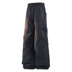 柔軟透氣工裝褲 防寒防風防水加厚保暖長褲 沖鋒褲休閑登山褲滑雪褲大尺碼運動長褲 冬季保暖男士羽絨褲, L建議體重57.5-67.5公斤, 黑色