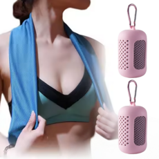 플라센 더 길어진 스포츠 쿨타올 땀수건, 2개, 핑크