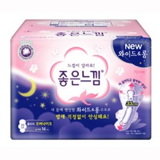 좋은느낌 .좋은느낌 와이드롱울트라오버나이트14P /생리대 (좋은느낌), 1개, 14개입, 오버나이트/슈퍼플러스