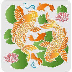 PET 스텐실 템플릿 다양한 패턴 디자인 셀프 앨범 사진 벽화 드로잉 300x300mm 1개, 물고기