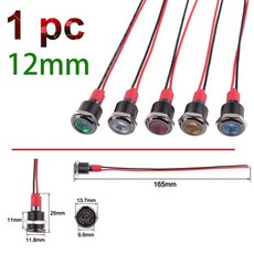 산화 방수 검정색 신호 110V 24V 3V 금속 6V 알루미늄 와이어 램프 6MM LED 12V 220V 표시등 단추용, 12mm, AC 110 220V, LED White, 1개