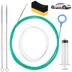 Yolev 6pcs 선루프 배수구 청소 도구 20인치 엑스트라 롱 파이프 청소기 스트레이트 브러시 Syringe 호스 스펀지 자동차 와이퍼용