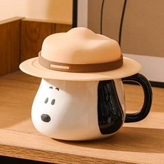 스누피 입체 페이스 뚜껑 머그컵 500ml, 단품, 1개