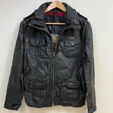 Superdry 極度乾燥 貝克漢聯名款 Brad 復古刷舊軍裝風真皮皮衣 深咖啡色, 復古深咖啡(紅內裡),M, 1個