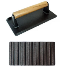 푸른망고 무쇠 주물 사각 그릴 그리들 바비큐 햄버거 껍데기 돼지고기 떡갈비 치아바타 패티 스테이크 웨이트 프레스 불판 누름쇠 누르개 누르기 고기 누름판 누르미 아이언 캐스트