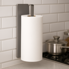 하스몰 주방 인테리어 무타공 부착식 다용도 행주 키친타올 걸이, 1개, 그레이