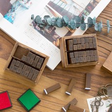 빈티지 알파벳 소문자 대문자 레터링 다꾸 우드 스탬프 세트 다이어리꾸미기, 2.대문자 (WS-487)