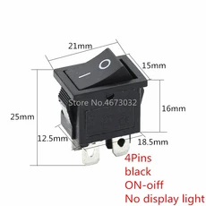 KCD1 2PIin 보트 자동차 로커 스위치 6A/10A 250V/125V AC 레드 옐로우 그린 블루 버튼 최고의 가격 피스, 10 black 4Pin