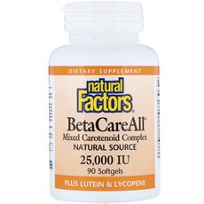 natural Factors Beta Care All綜合胡蘿蔔素軟膠囊 25000IU, 90顆, 1罐