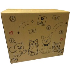 五層瓦楞紙箱 加厚耐用 方便搬運 可折疊收納, 彩繪毛孩版面, 1個