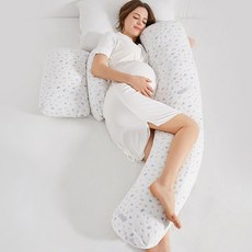 多功能孕婦枕頭u型護腰側睡枕可拆託腹側臥枕孕期用品, 益生菌 肽白灰【H型】