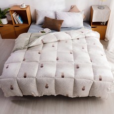 絲薇諾 韓系石墨烯蓬蓬被 冬被 四季被 雙人6*7尺【花語小兔】-180x210cm, 粉紅