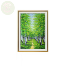 마음이 힐링되는 푸르름 가득한 초록 자작 나무숲 보석십자수 DIY도안 큐빅 비즈 아트 공예, 70x100cm, 1개