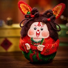 兔子刺繡手工diy材料包自縫布藝玩偶擺件情侶節日禮物, 兔爺-小仕女材料包,13*8cm, 1個