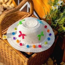 꾸미기 밀짚모자 실용 뿅뿅이, 1개, 기본