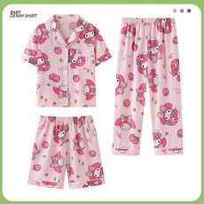 GOYES 산리오 시나모롤 잠옷세트 쿠로미 마이멜로디 반팔잠옷 3종