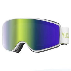 YLKJSWIM Kids Ski Goggles Double-Layered Lenses Anti-Fog & OTG Scratch Snow Goggles 100% UV Prote, 화이트 프레임 레보 골드 렌즈