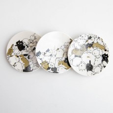 다온아토 신지가토 네코네 접시 9cm 3종 (택1) 귀여운 고양이 무늬, B