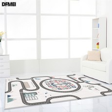 DFMEI 雙面爬行墊 家用客廳遊戲墊加厚可摺疊爬爬墊, 【飛行棋遊戲墊】180*120*0.3CM