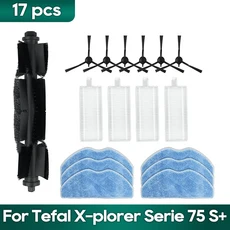 호환 Tefal Rowenta X-plorer Serie 75S RR8577WH + / 액세서리 브러시 Hepa 필터 먼지 봉투 닦기, 08 Set D