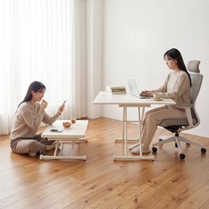 Precious Evyday 확장형 접이식 리프트 테이블 다용도 모션데스크 높이조절 책상 테이블, 아이보리