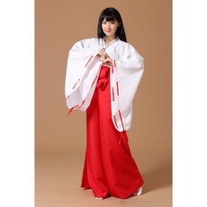 巫女服 和服 萬聖節 cos服 動漫服 聖誕節 化妝舞會 變裝派對 表演服 外拍服 夜店 (含襪子), 1個, 紅色