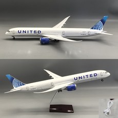 유나이티드항공 B787-10 비행기 모형 항공기 다이캐스트 1:145, 고급형(소리인식 LED조명)